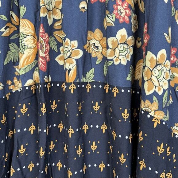 NWT Farm Rio Yolanda Maxi Skirt Anthropologie Navy Floral Print Size Small - Picture 3 of 11